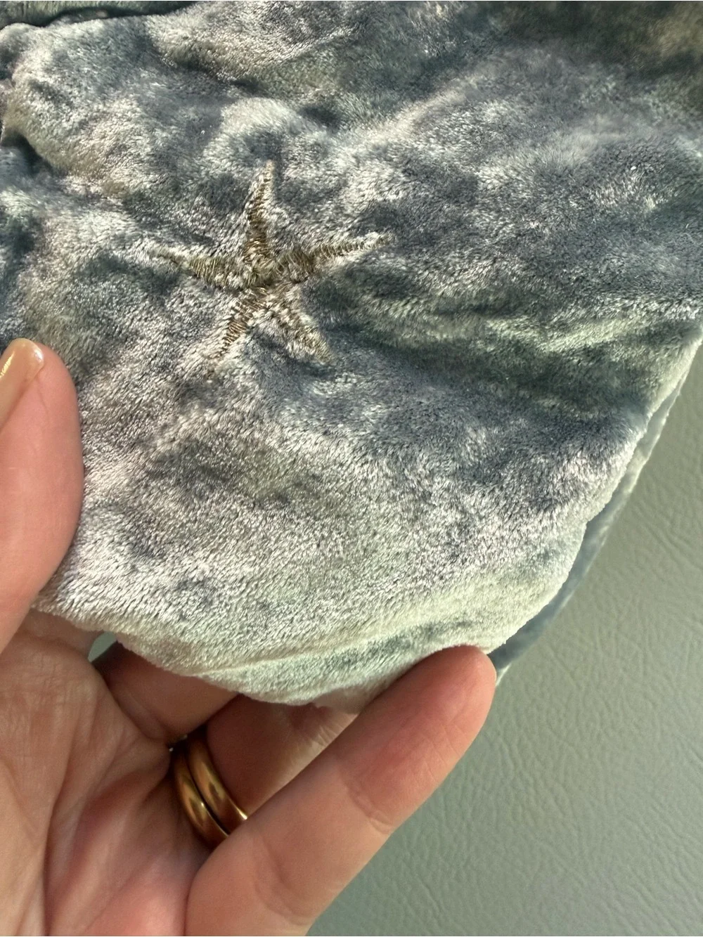 Pottery Barn Harry Potter Hedwig Pale Blue Velvet Star Shams - 2 Standard Shams